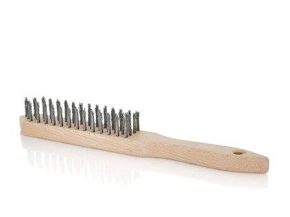 Kartáček ocelový, 4 řady, dřevěný - GEKO G00633