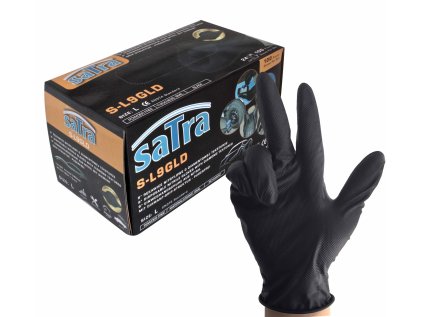 Nitrilové rukavice, nepudrované, s diamantovou texturou, velikost L, 100 ks - SATRA