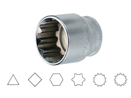 Hlavice 1/2" multiprofilové (různé velikosti) Jonnesway SuperTech