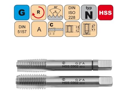 Závitník sadový G1/4" I+III SADA A HSS DIN 5157