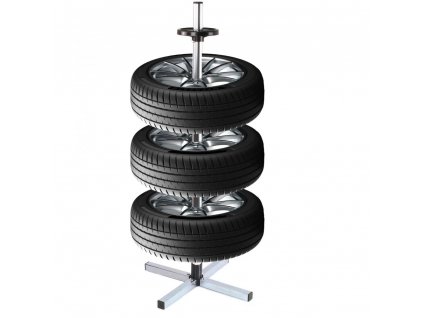 Stojan na pneumatiky a disky kol, pro 4 kola do šíře 235 mm
