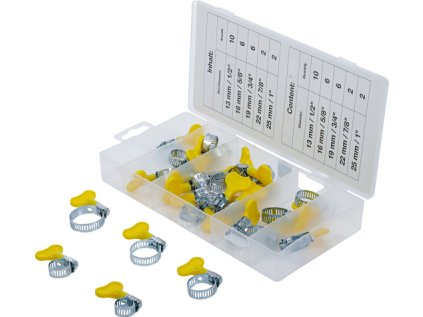 Hadicové spony s Y-klíčem 13-25 mm, sada 26 ks - BGS 80859