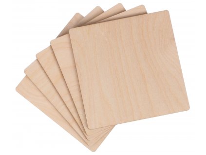 Dřevěné destičky, 10 x 10 cm, 5 ks - SIXTOL