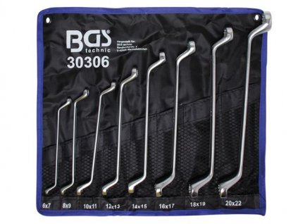 BGS Technic BGS 30306 Oboustranné očkové klíče 6 ÷ 22 mm, vyhnuté, dle DIN 838. Sada 8 ks