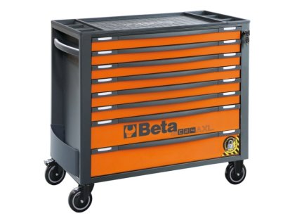 Dílenský vozík, dlouhý, 8 zásuvek, systém proti převrácení, oranžový - Beta Tools