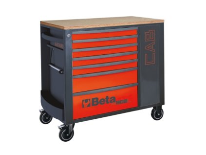 Vozík na nářadí, pojízdný, 7 zásuvek a boční skříňka, červený, 2400/RSC2 - Beta Tools