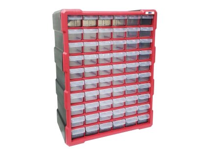 Organizér - skříňka plastová, 60 šuplíků, červená - MAGG 120298 a