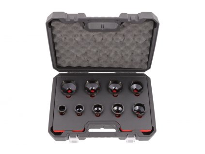 Hlavice na matice se zářezy, vnější zuby KM04-KM12, sada 9 ks - QUATROS QS50267