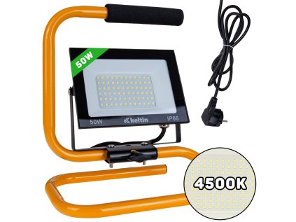 Dílenská lampa LED SMD 50 W (4500 lm), na stojanu, přenosná, neutrální bílá (4500K), 230 V