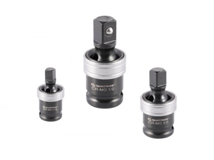 Kloubové nástavce, úderové, velikosti 1/4", 3/8", 1/2", sada 3 ks - QUATROS QS50700