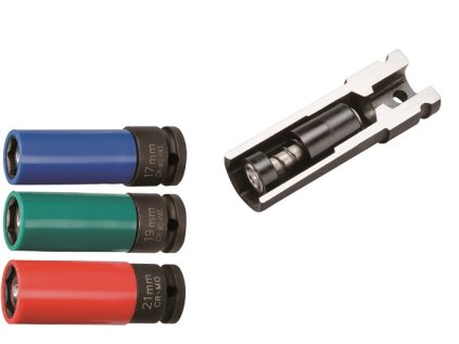 Nástrčné hlavice úderové s magnetem, s krytkou na ALU, 17-21 mm - JONNESWAY