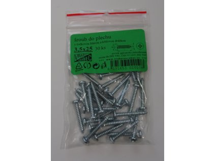 Šrouby do plechu křížové, s půlkulatou hlavou DIN 7981, pozinkované - balení