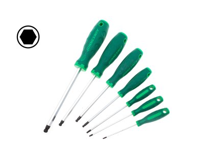 Šroubováky Imbus s kuličkou, rozměry H2 - H8, různé délky - JONNESWAY 01