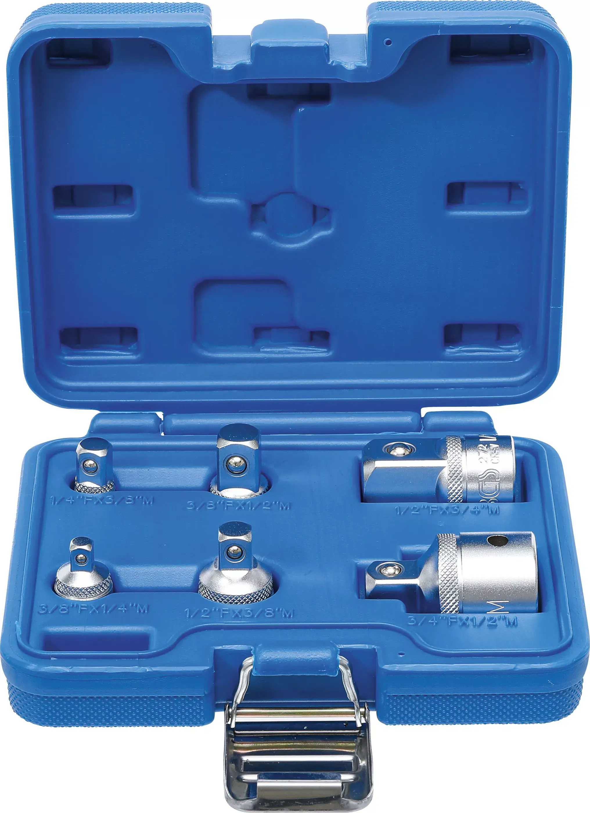 Redukce čtyřhrany 1/4”, 3/8”, 1/2”, 3/4”, různé adaptéry, sada 6 ks - BGS 199