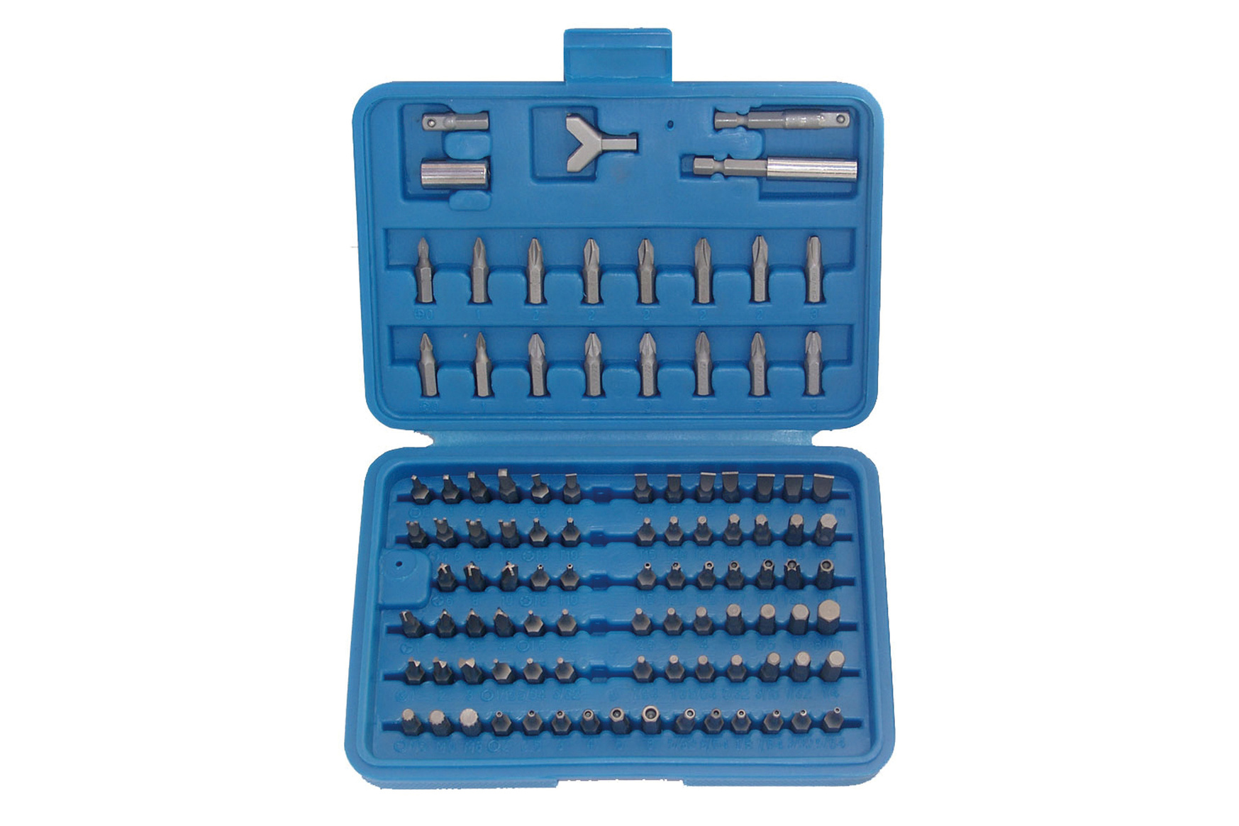 Bity ploché, křížové, TORX, IMBUS, XZN, aj., nástavce, sada 100 ks - BGS 765