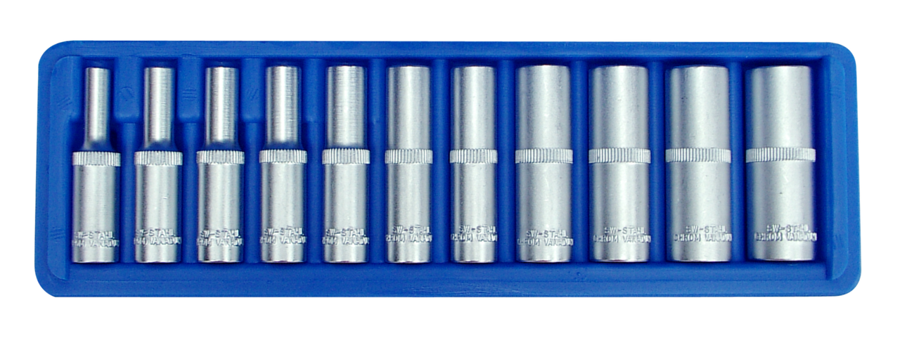 Hlavice 6-hranné prodloužené 1/4" 4-13mm 11ks SW-Stahl