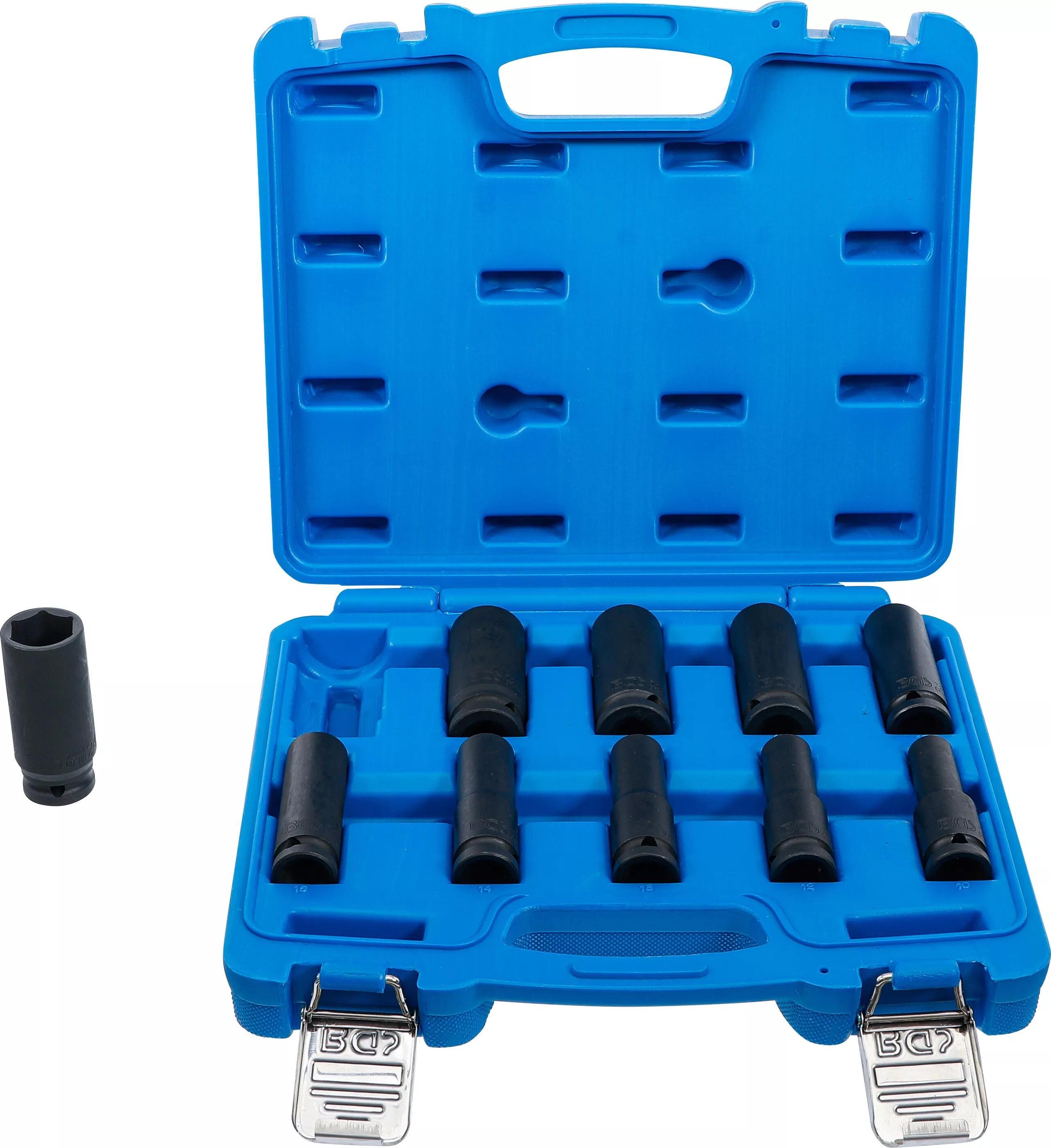 Úderové hlavice 1/2", vel. 10-24 mm, nástrčné prodloužené, Cr-Mo - BGS 5206