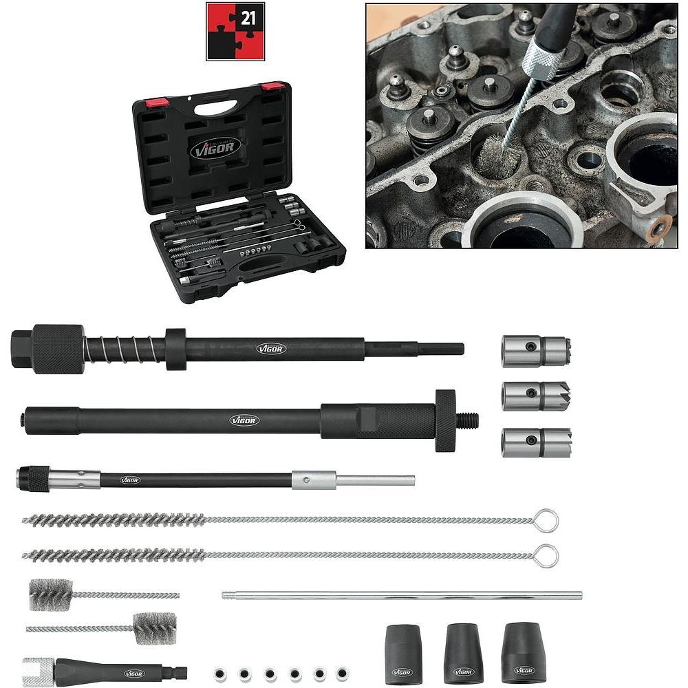 Sada na čištění a frézování šachet vstřikovačů 21ks - Vigor V2704