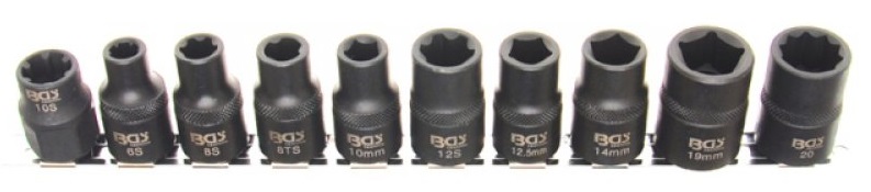BGS technic Hlavice 1/2” speciální pro autoservisy, 3-, 5-, 6- a 10hranné, sada 10 ks - BGS 2560