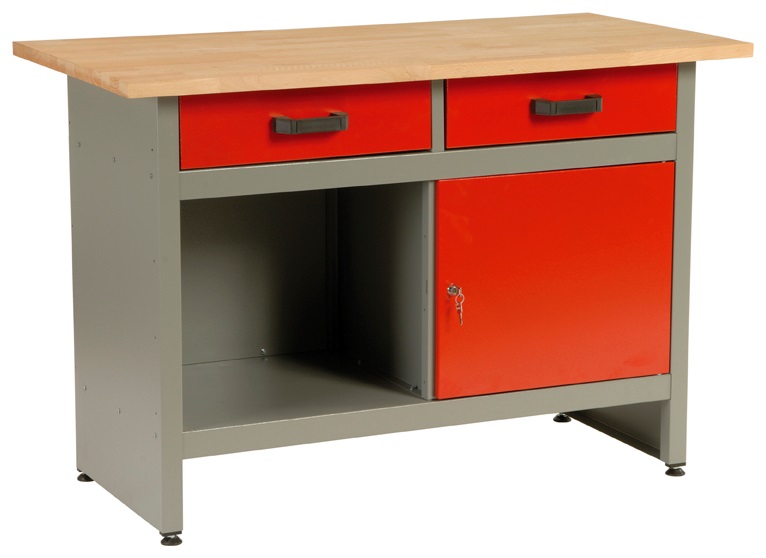 Dielenský stôl "ponk", 2 x zásuvka, 1 x dvierka, 120x60x84cm - MARS 4801