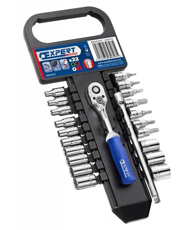 Gola sada 1/4", 22 dílů, šestihran, torx, na liště - Tona Expert (E030727)