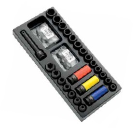 Sada hlavic 1/2" úderových a příslušenství, 24 ks v modulu 41x18 cm - Tona Expert E041604T