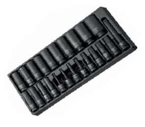 Sada hlavic 1/2" prodloužených rázových 24 ks, v modulu 41x18 cm - Tona Expert (E041644T)