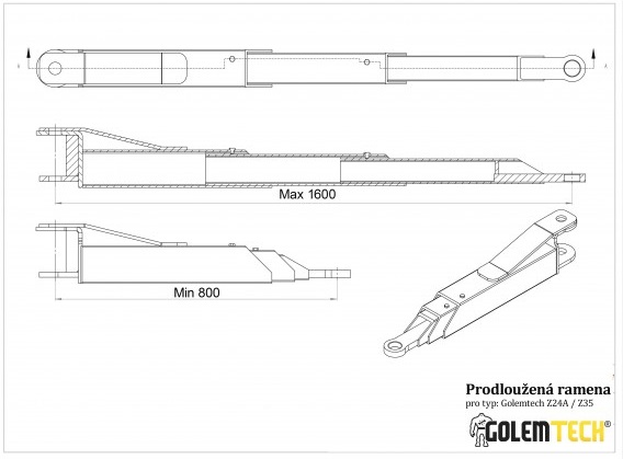 Golemtech Třídílná prodloužená ramena - 2 ks