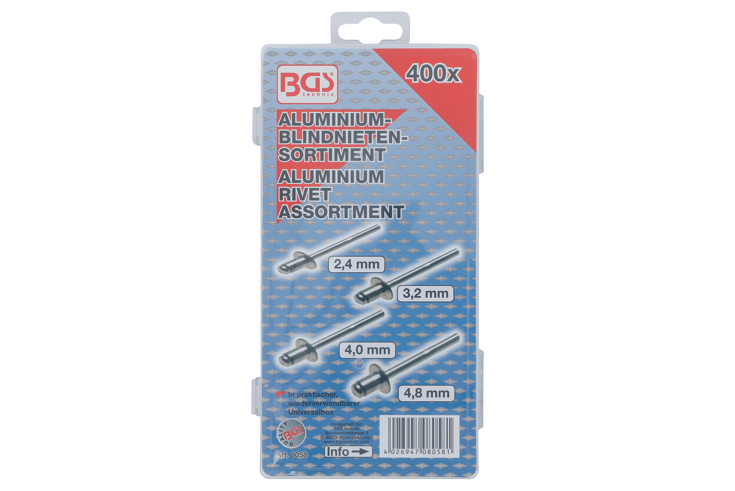BGS technic Sada trhacích nýtů 4 rozměry po 100 ks - Obrázek 3