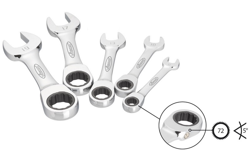 Sada krátkých očkoplochých ráčnových klíčů, 5 ks - VIGOR V2815