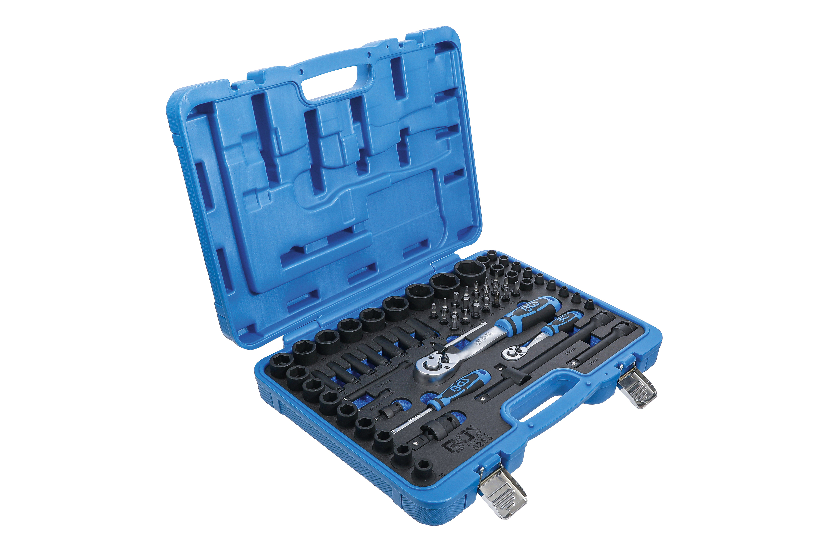 Gola sada rázových hlavic Cr-MO pro pneumatické nářadí 1/4" a 1/2", 69 dílů - BGS 5255