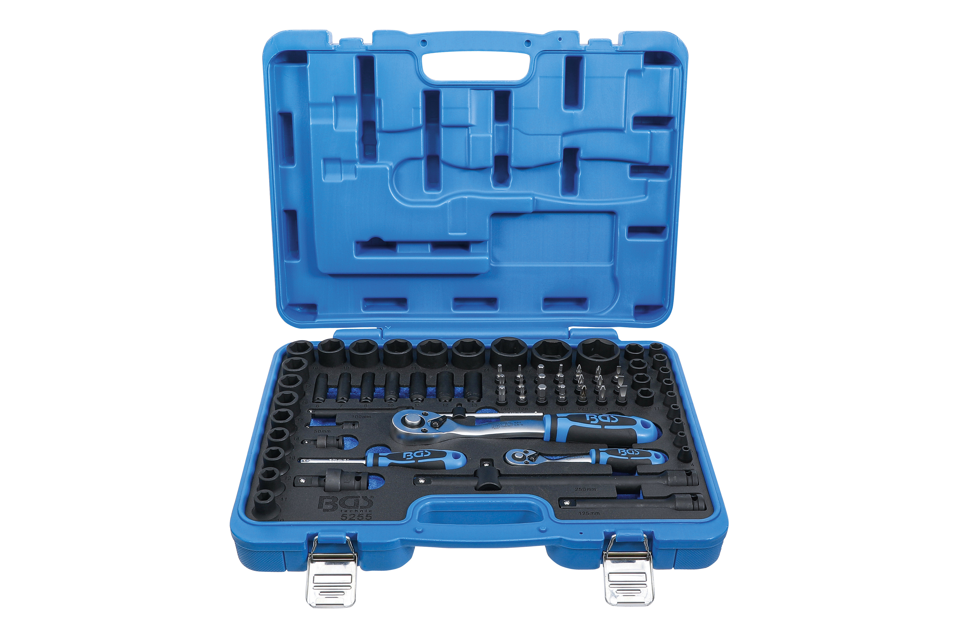 Gola sada rázových hlavic Cr-MO pro pneumatické nářadí 1/4" a 1/2", 69 dílů - BGS 5255