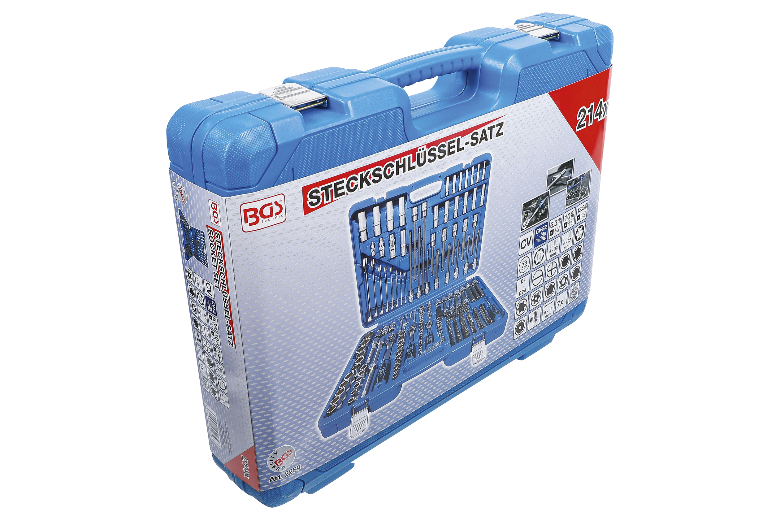 Gola sada 1/4", 3/8", 1/2", 213 dílů - BGS 2259