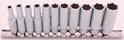 Hlavice nástrčné 1/4" 4,0-13,0 mm, prodloužené, na kolejnici - BGS 2221