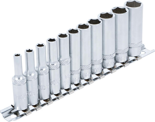 Hlavice nástrčné 1/4" 4,0-13,0 mm, prodloužené, na kolejnici - BGS 2221