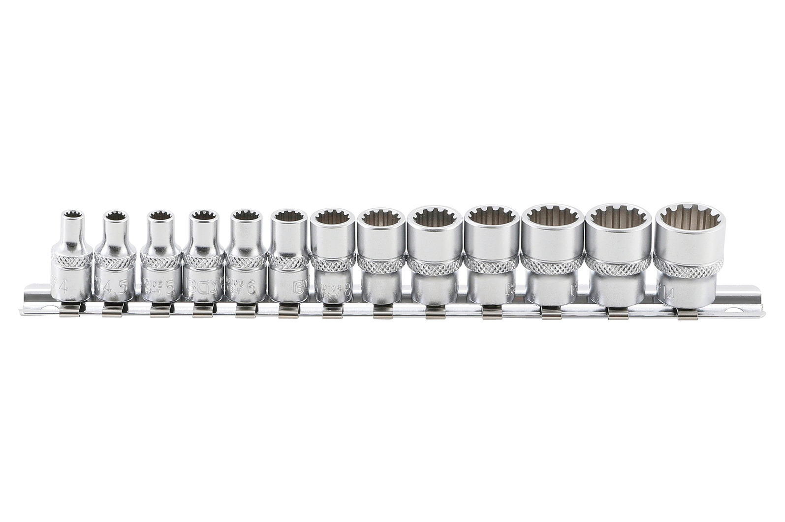 Hlavice multiprofilové 1/4”, velikosti 4-14 mm, sada 13 ks, univerzální - BGS 2150