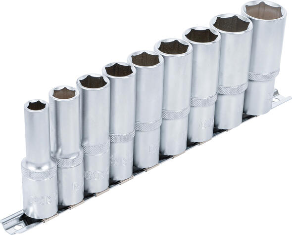 Hlavice nástrčné 1/2” 6hranné, 10-24 mm, prodloužené, sada 9 ks - BGS 2223