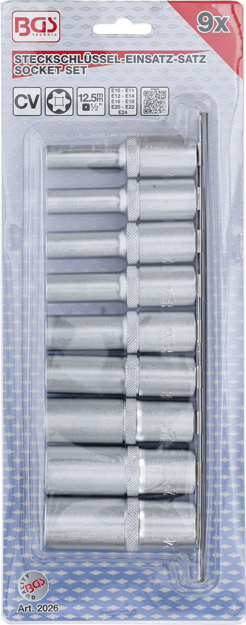 BGS technic Hlavice 1/2” nástrčné, vnější E-TORX, vel. E10-E20, sada 9 ks - BGS 2026 (obrázek 4)