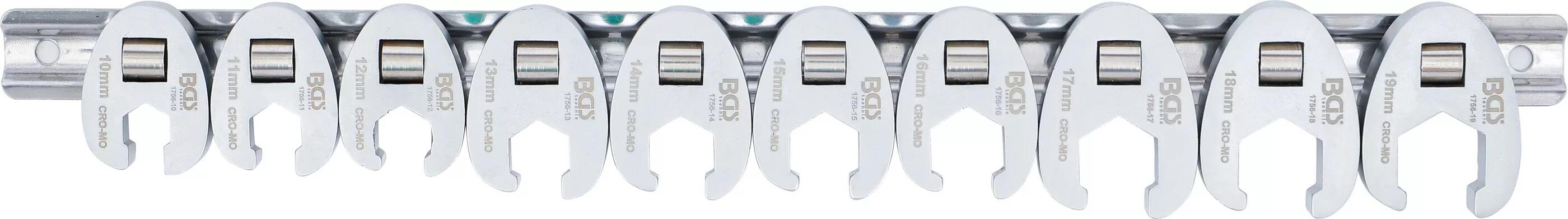 Klíče ploché otevřené na ráčnu 3/8”, vel. 9-19 mm, sada 10 ks - BGS 1756