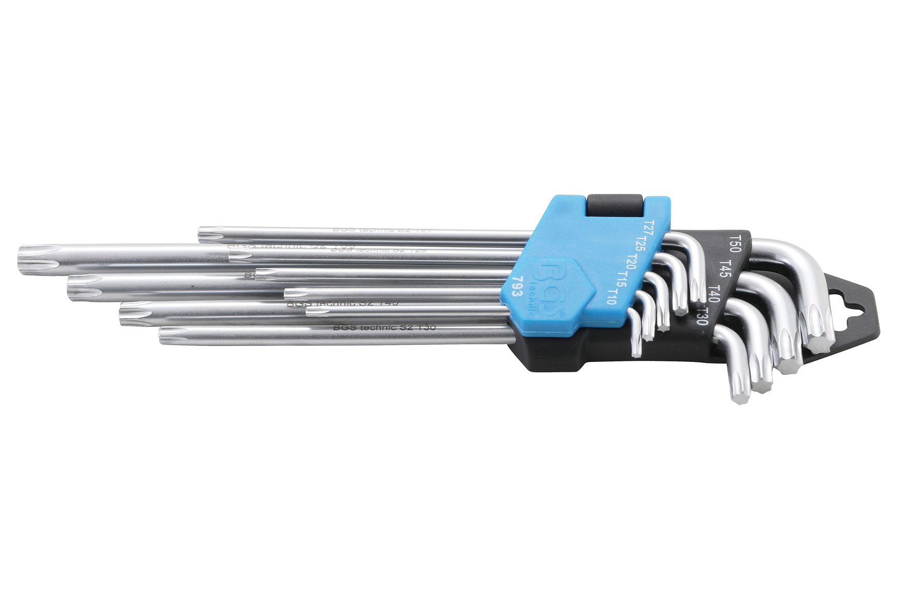 Klíče TORX profil, velikosti T10 až T50, sada 9 ks - BGS 793