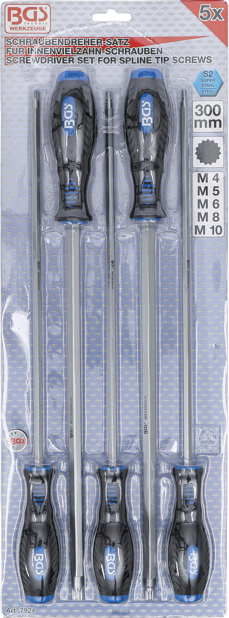 Šroubováky XZN, velikosti M4-M10, sada 5 ks - BGS 7924