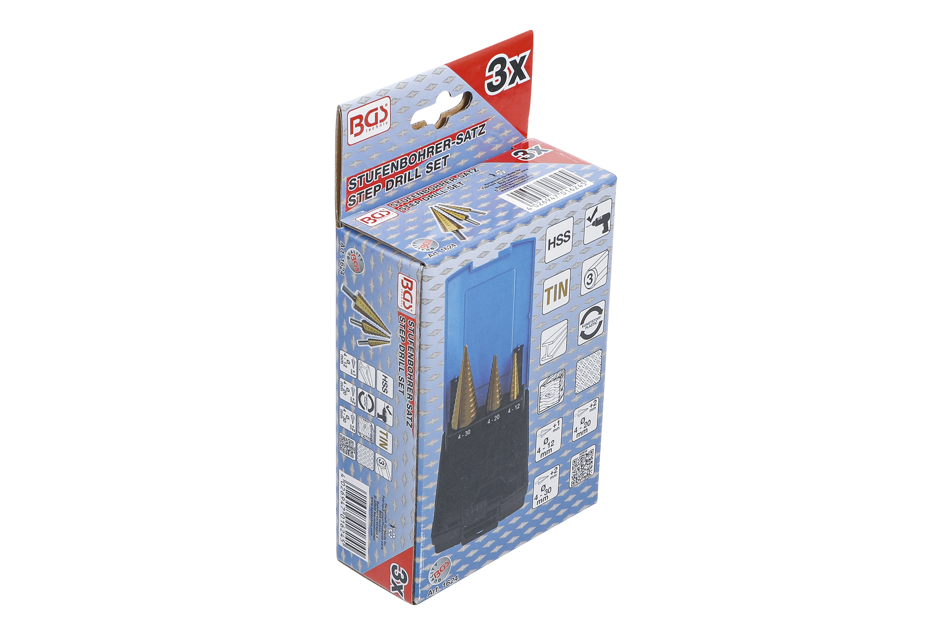 Vrtáky kónické HSS, 3ks - BGS 1624