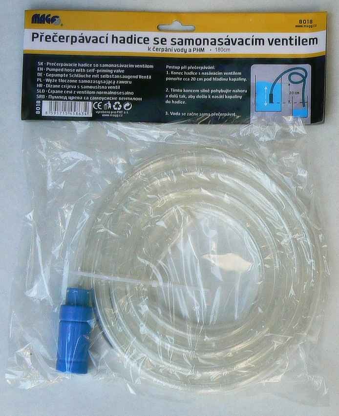 Přečerpávací hadice 180cm se samonasávacím ventilem, hobby – MAGG (8018)