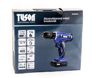 Akušroubovák 12V Li-ion baterie, rychlonabíječka, 1,5 Ah- TUSON NG90200