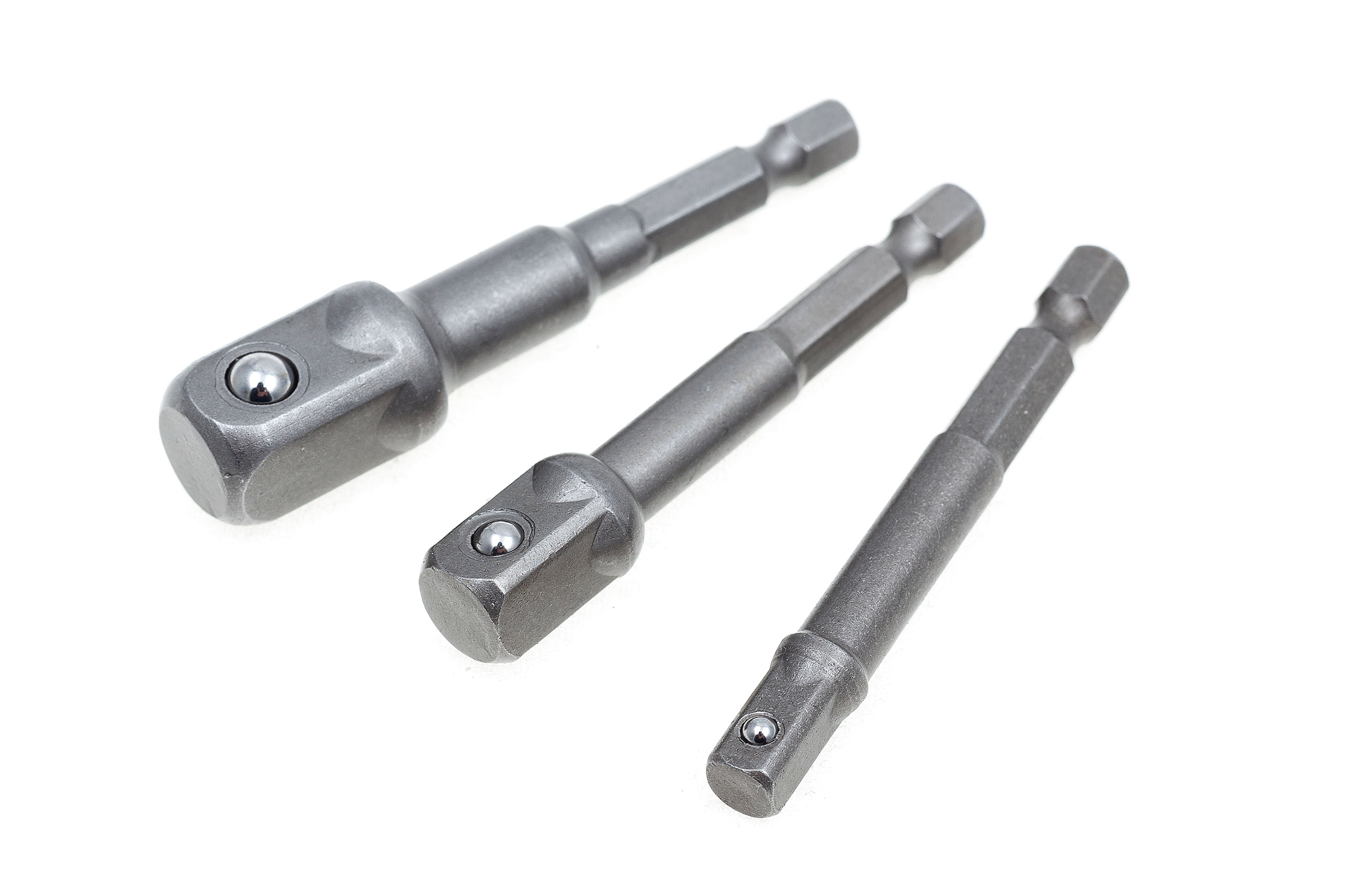 Adaptéry na gola hlavice do vrtačky, vel. 1/4”, 3/8”, 1/2”, sada 3 ks - MAGG 080087