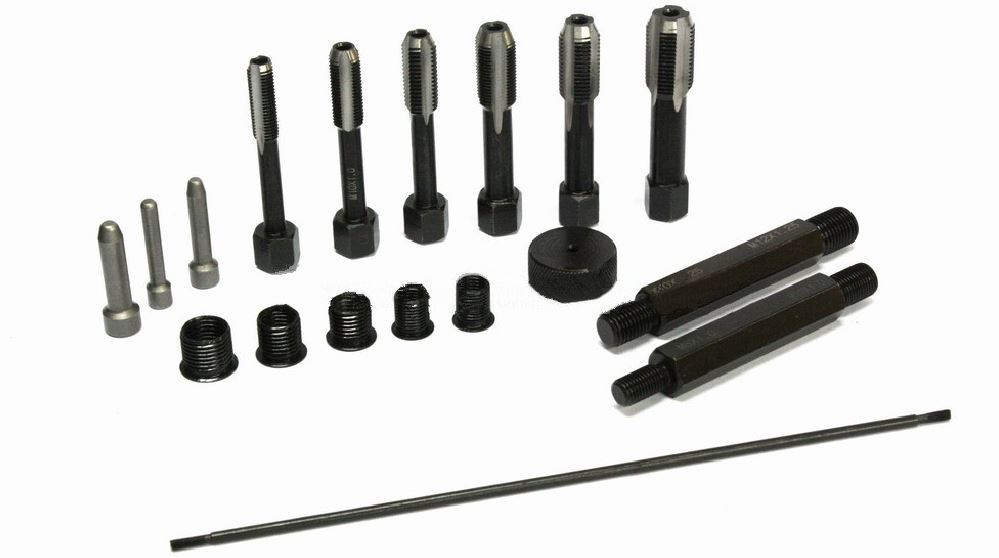 Sada na opravu závitů žhavicích svíček  M8x1, M10x1, M10x1.25, M12x1.25, 33 kusů - QS14140