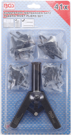 Nýtovací kleště na umělohmotné nýty + 40ks nýtů 5,0 - 6,3 mm - BGS 8463