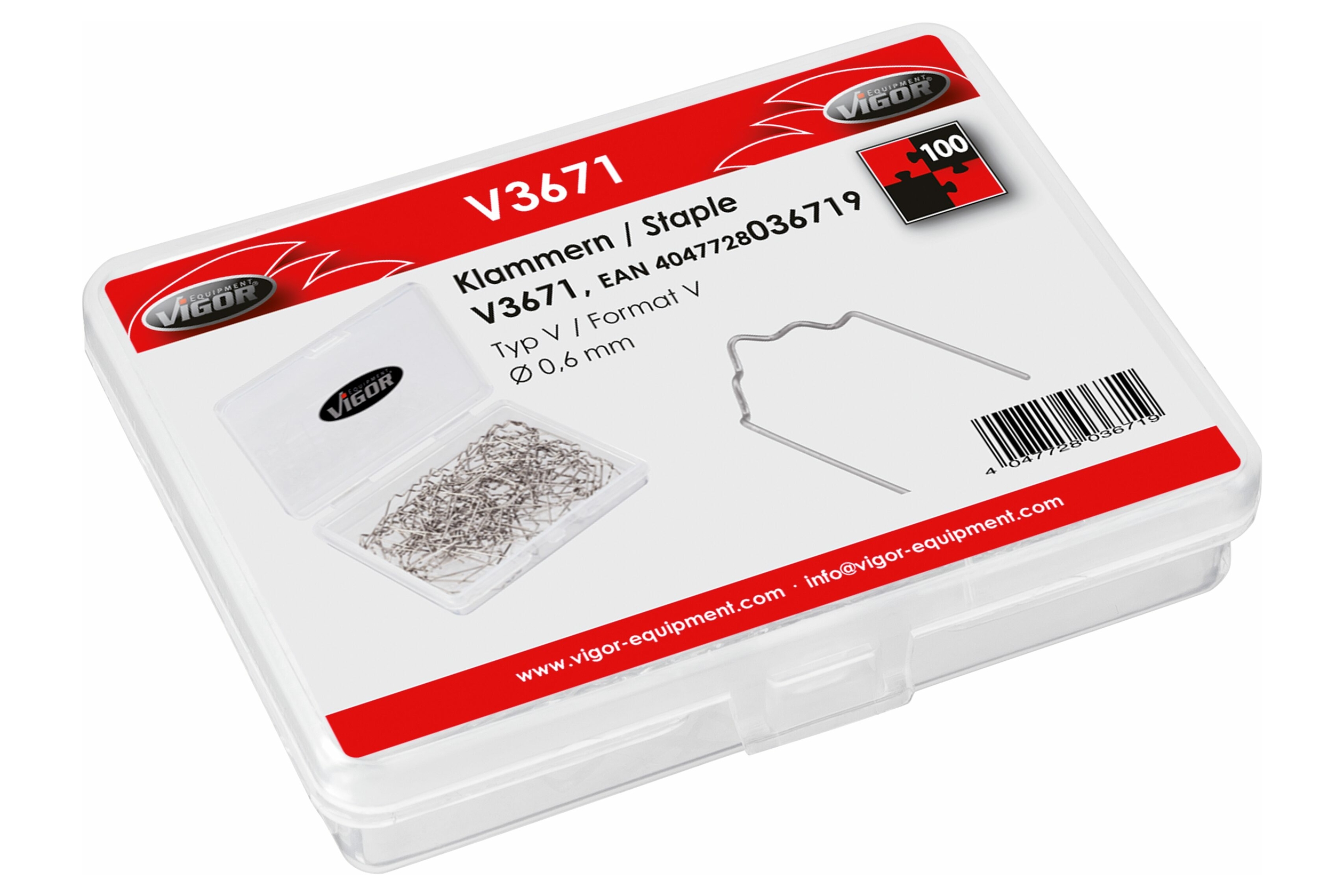 Sponky na sváření plastů, tvar V, průměr 0,6 mm, sada 100 ks - VIGOR V3671