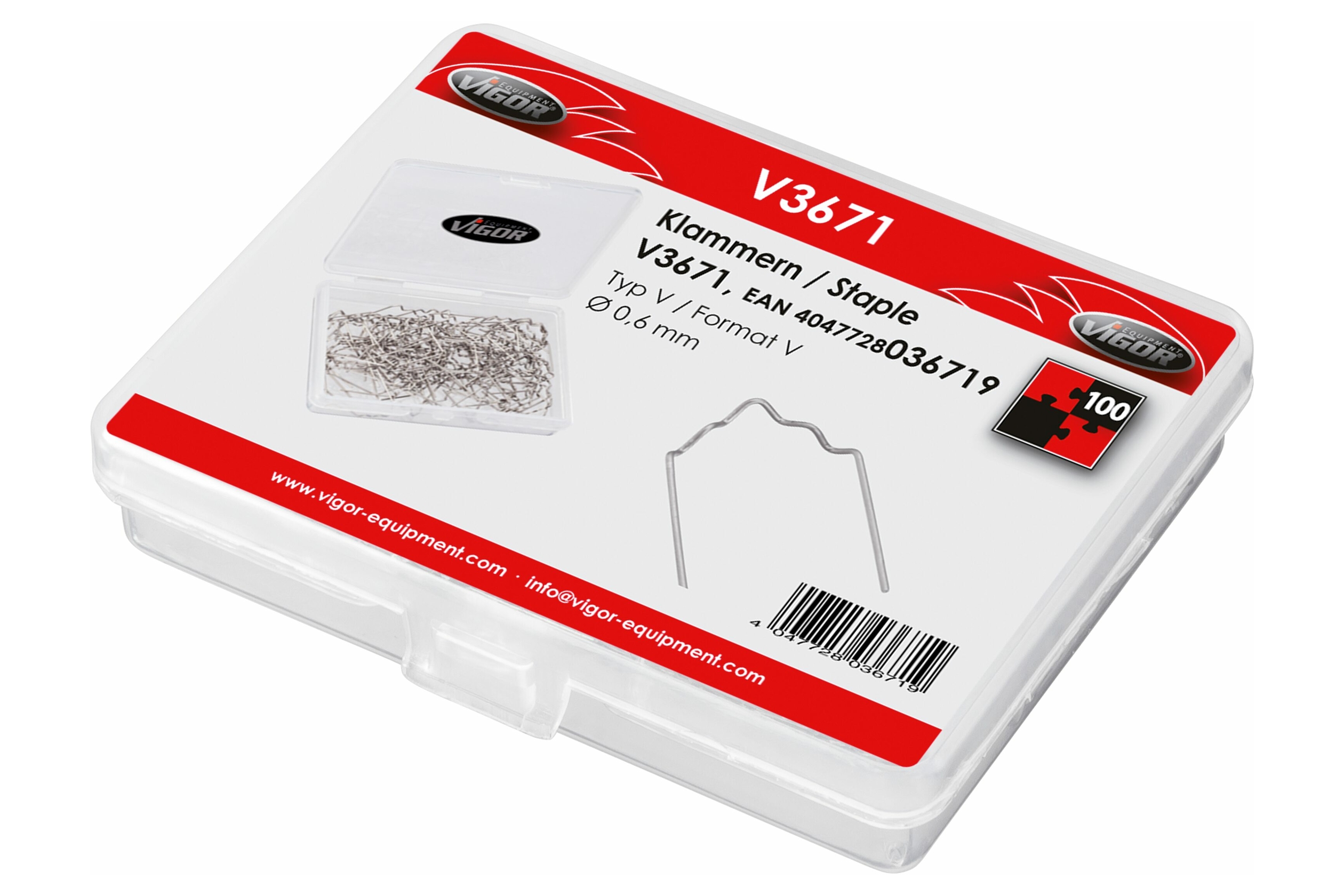 Sponky na sváření plastů, tvar V, průměr 0,6 mm, sada 100 ks - VIGOR V3671