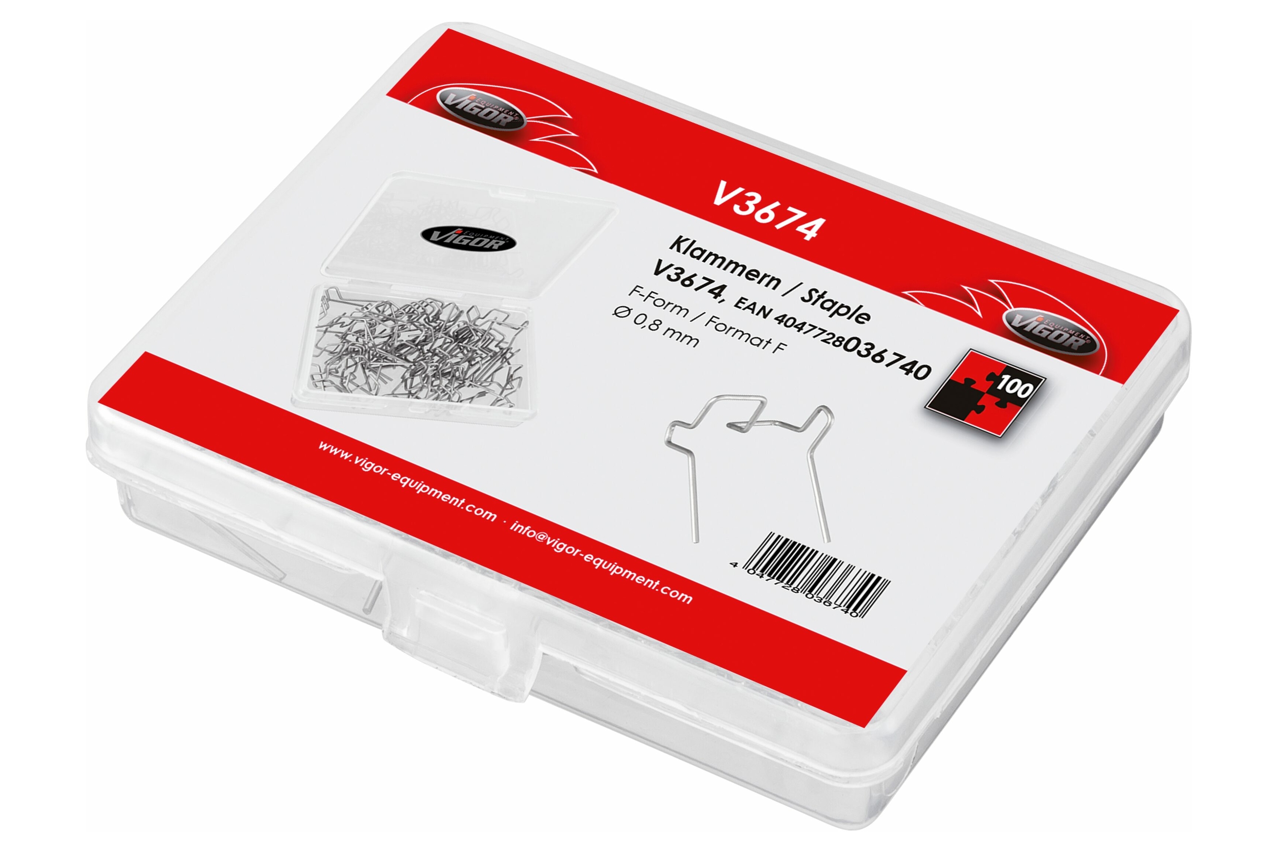 Sponky na sváření plastů, tvar F, průměr 0,8 mm, sada 100 ks - VIGOR V3674